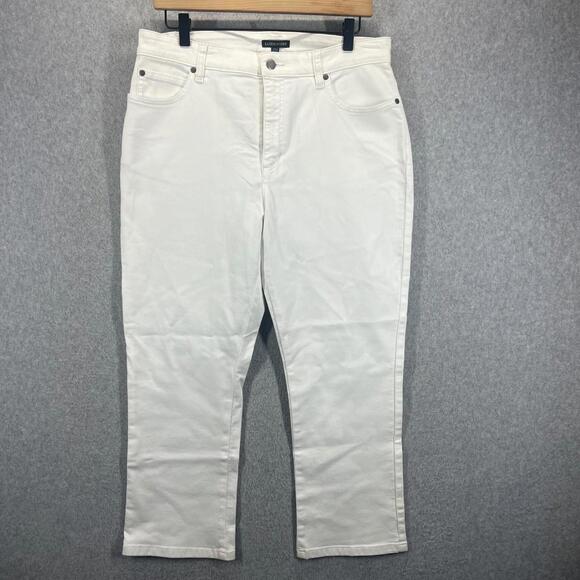 Eileen Fisher Denim - Eileen Fisher Women White Organic Cotton Stretch Bootcut Crop Jeans 12 NWT